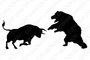 Bear Versus Bull Silhouette Concept