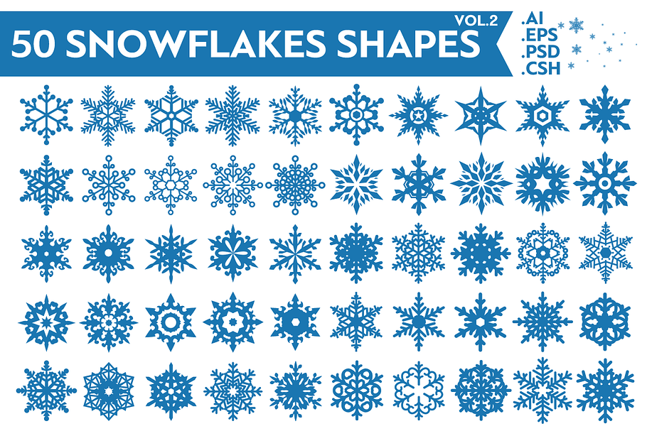 50 Snowflakes Vector Shapes Vol.2 in Photoshop Shapes - product preview 8