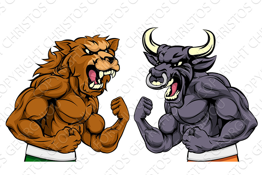 Bears Versus Bulls Stock Market Concept in Illustrations - product preview 8