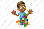 Boy Playing With Building Blocks
