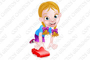 Girl Child Playing with Toy Car