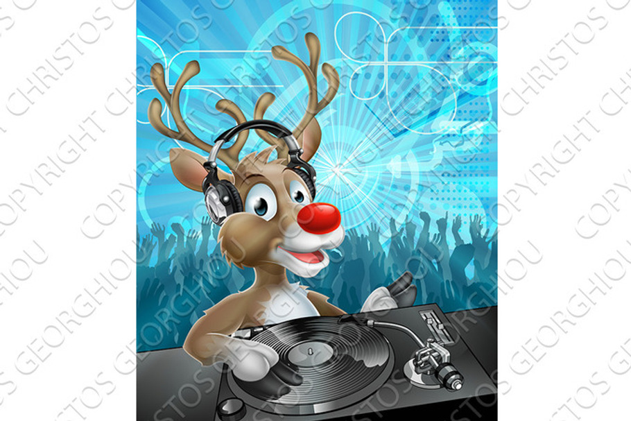 Christmas Reindeer Party DJ in Illustrations - product preview 8