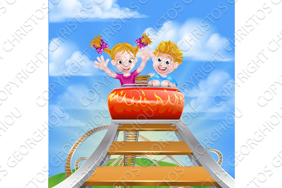 Roller Coaster Fair Theme Park in Illustrations - product preview 8