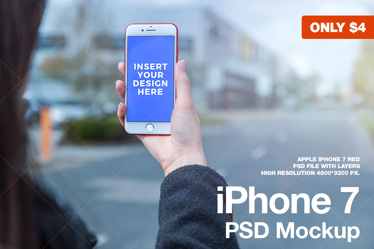 iPhone 7 RED PSD Mockup in Mobile & Web Mockups - product preview 8