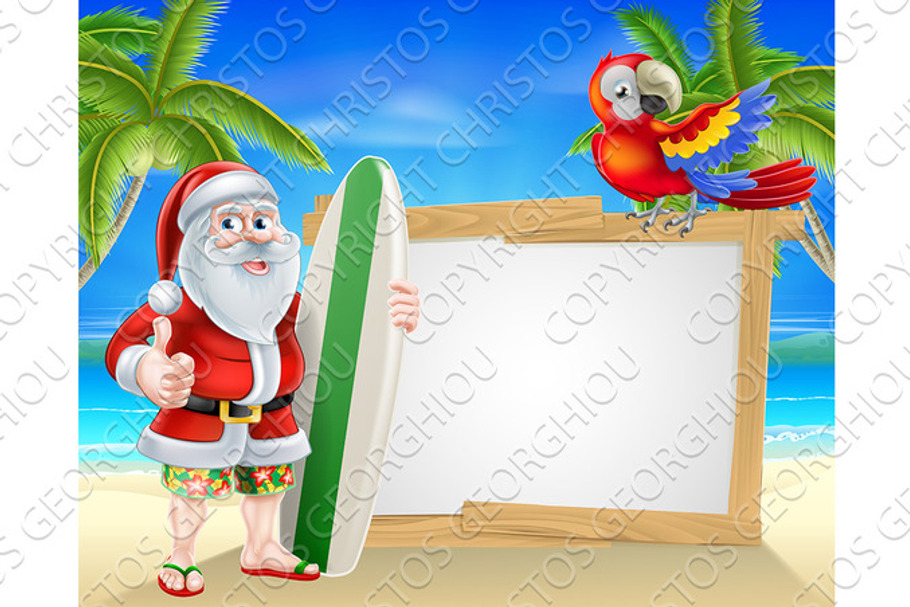 Santa tropical beach sign in Objects - product preview 8
