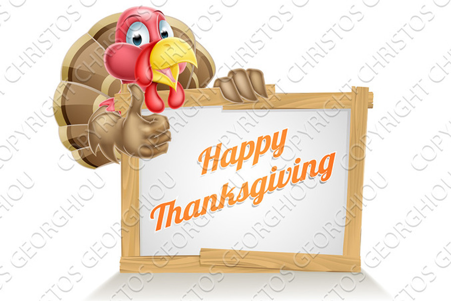 Happy Thanksgiving Turkey Sign in Objects - product preview 8