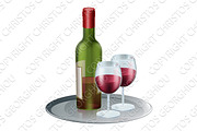 Red Wine Bottle and Glasses