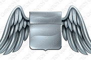 Silver Winged Shield Scroll Design