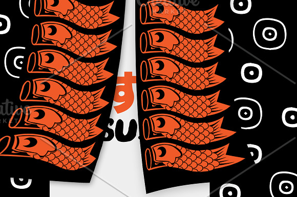 Papercut Style Sushi Elements in Illustrations - product preview 5
