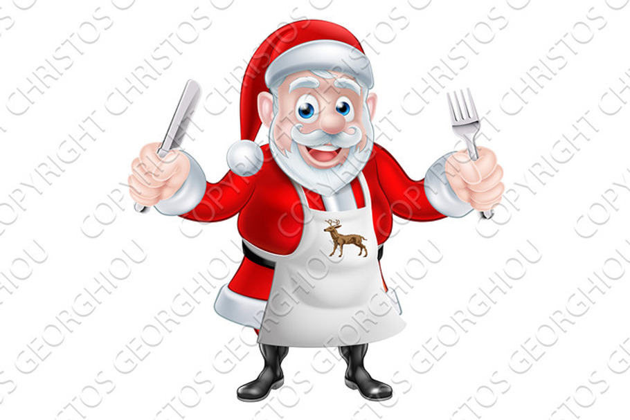 Cartoon Santa Cook in Illustrations - product preview 8