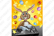 Easter Bunny DJ With Eggs and Stars