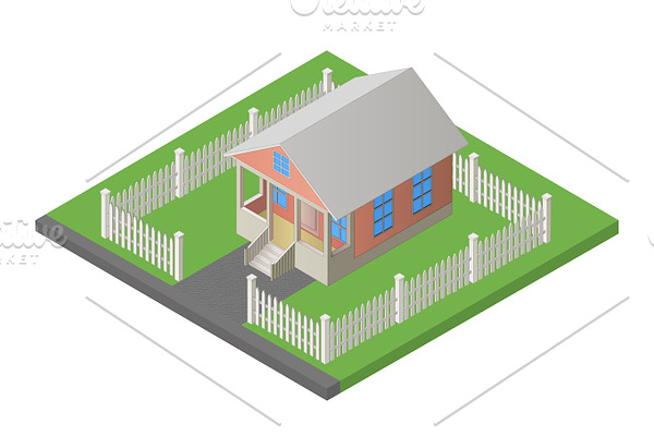 house isometric 3d illustration vector