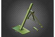 Mortar weapon isometric vector military