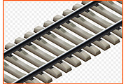 railway track isometric vector 3d