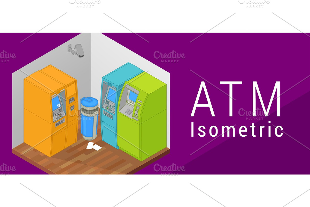 ATM isometric flat vector 3d in Objects - product preview 8