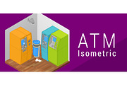 ATM isometric flat vector 3d