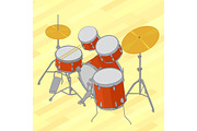 Drum set flat isometric illustration