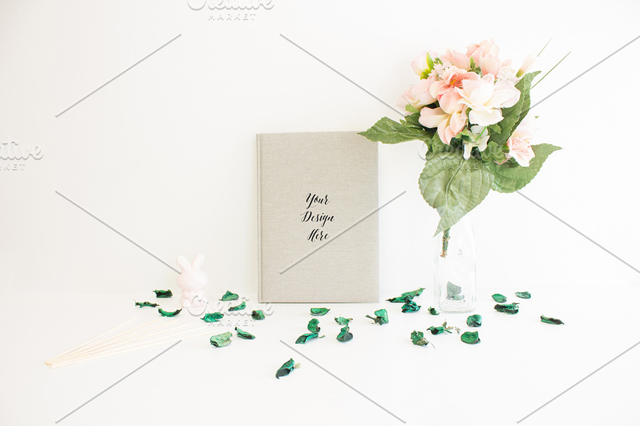 Bunny Book and Flowers in Print Mockups - product preview 8