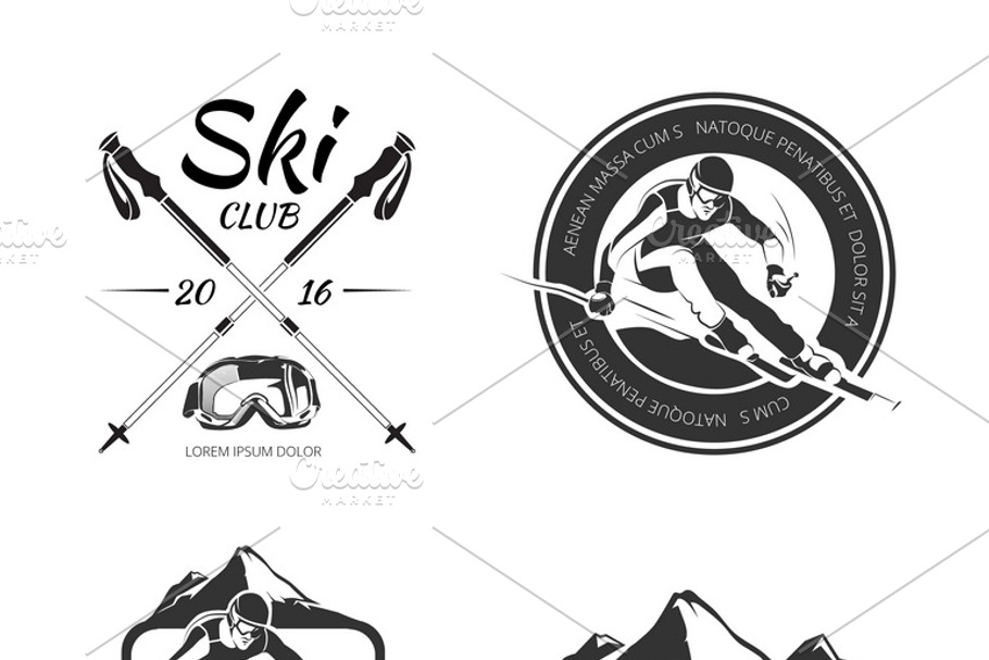 Vintage winter sports logos set in Illustrations - product preview 8