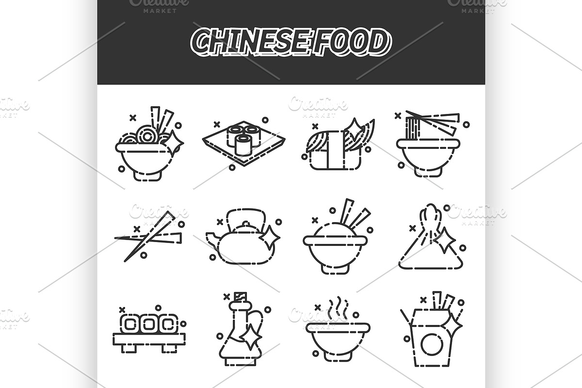 Chinese food concept icons in Illustrations - product preview 8