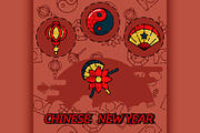 Chinese New Year flat concept icons