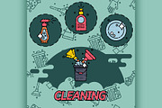Cleaning flat concept icons