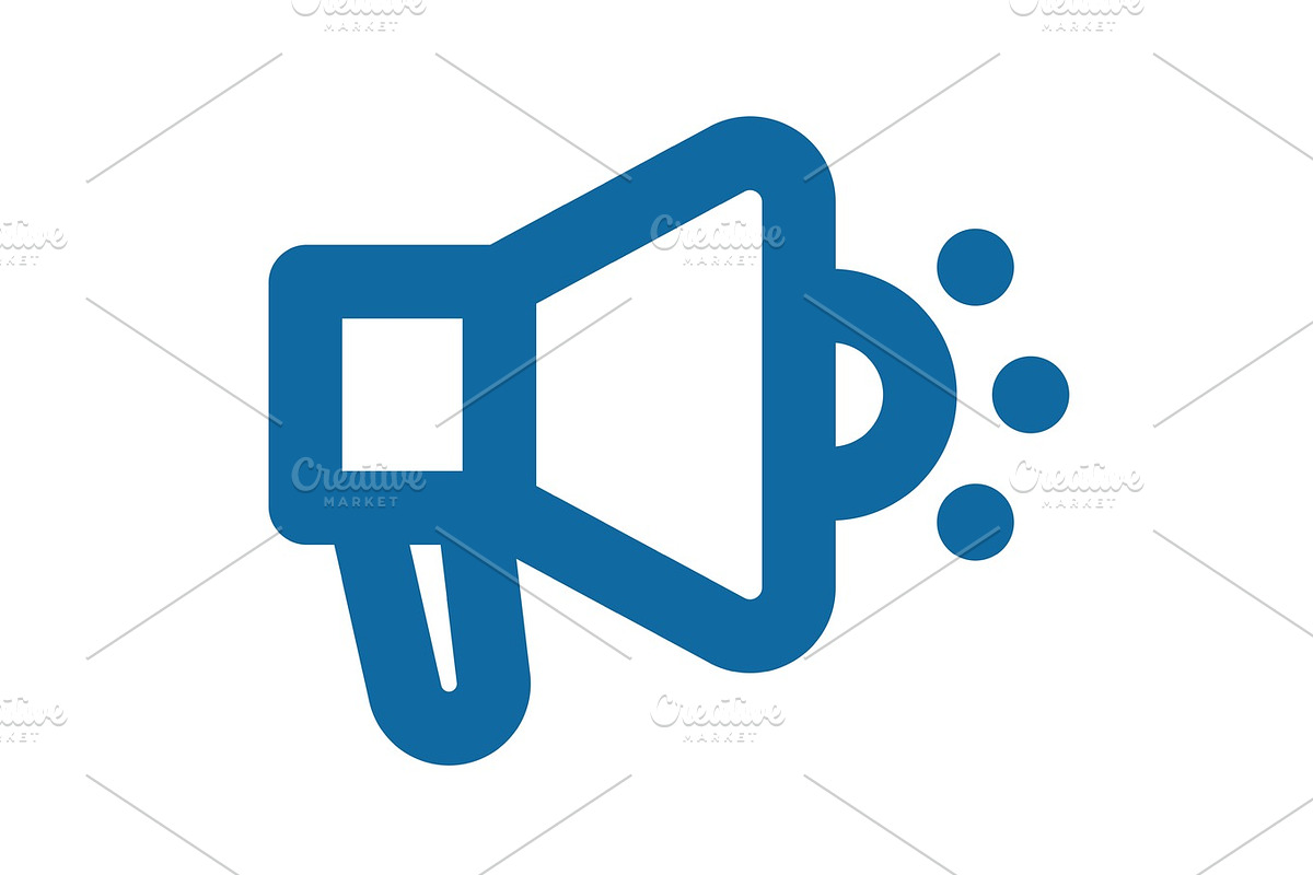 Megaphone icon bold lines. Blue clear. Advertisement message or news in Objects - product preview 8