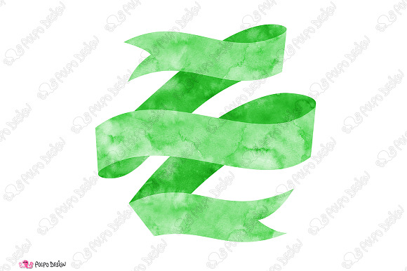 Green Watercolor Banner clipart in Objects - product preview 2
