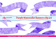 Purple Watercolor Banner clipart