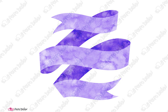 Purple Watercolor Banner clipart in Objects - product preview 2