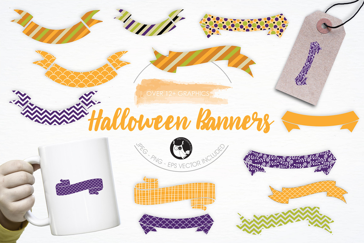 Halloween Banners illustration pack in Illustrations - product preview 8