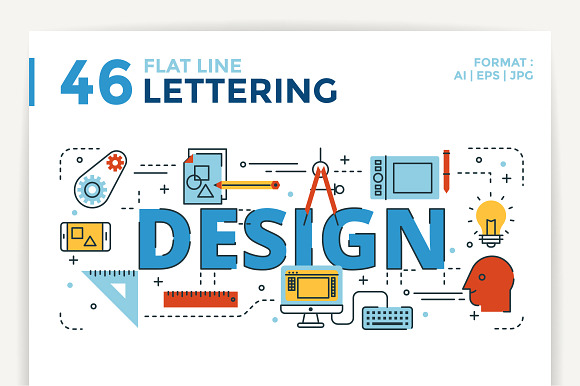 46 Flat line Lettering in Graphics - product preview 2