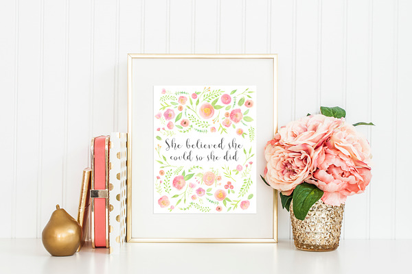 Printable Wall Art Quote Watercolor