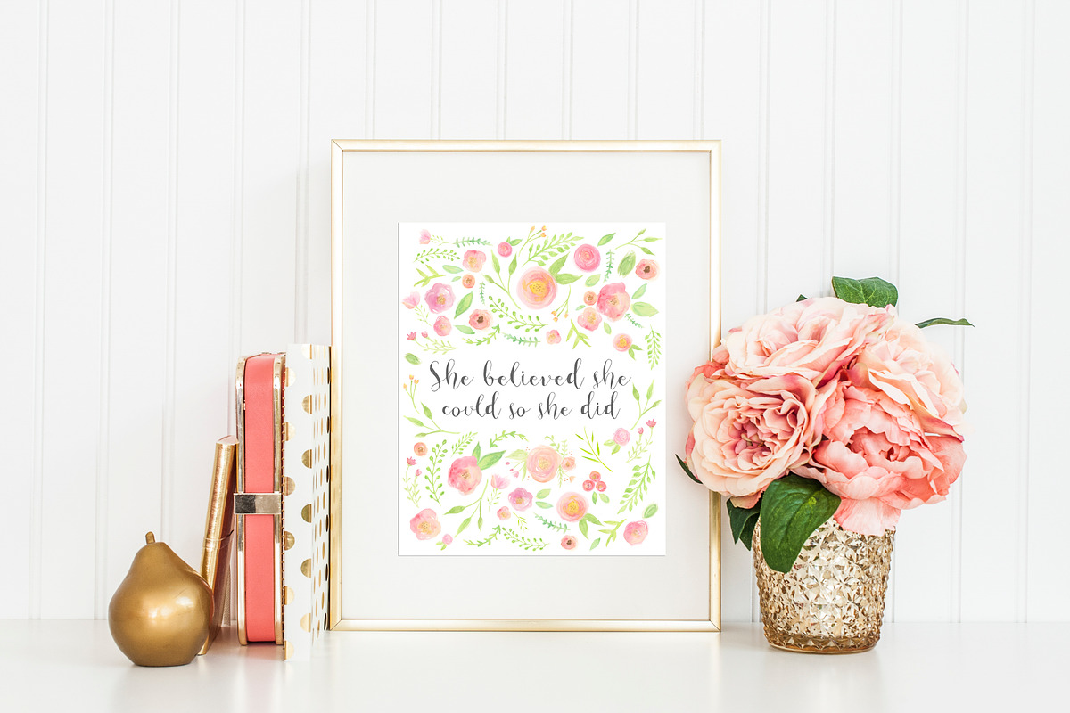 Printable Wall Art Quote Watercolor in Illustrations - product preview 8