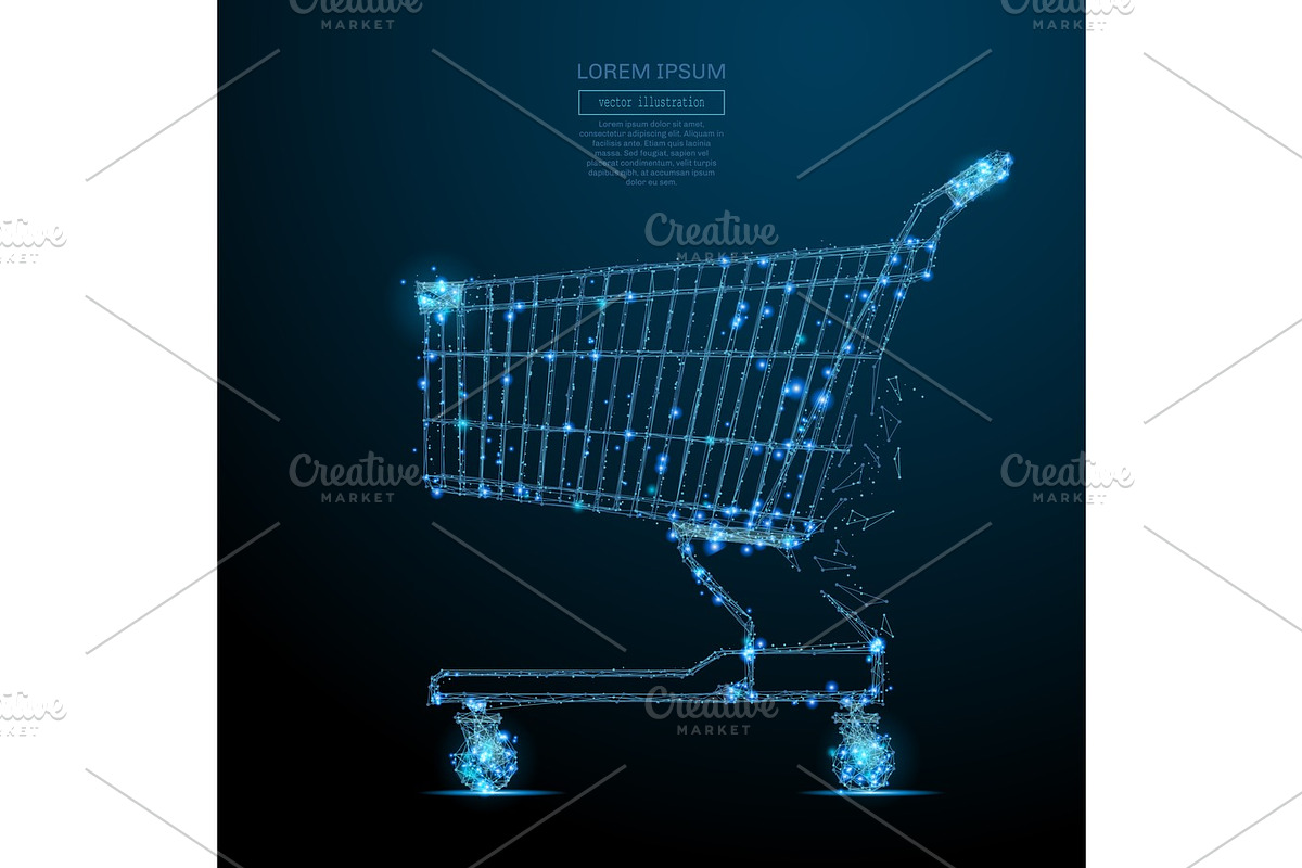 shopping cart low poly blue in Objects - product preview 8