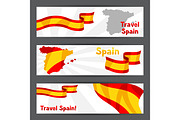 Banners with flag and map of Spain.
