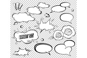 Big Set of Cartoon, Comic Speech Bubbles, Empty Dialog Clouds in Pop Art Style. Vector Illustration for Comics Book , Social Media Banners, Promotional Material