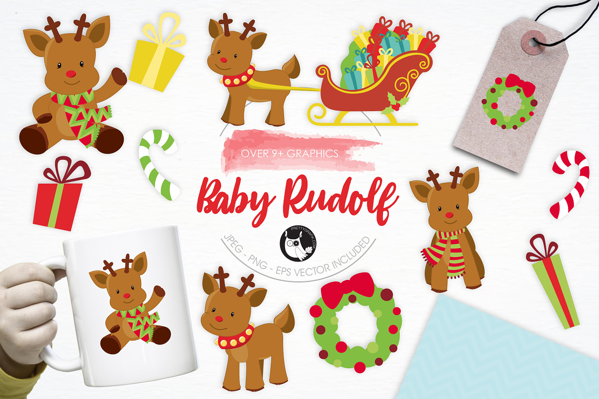 Baby Rudolf illustration pack in Illustrations - product preview 8