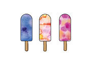Ice cream popsicles in watercolor