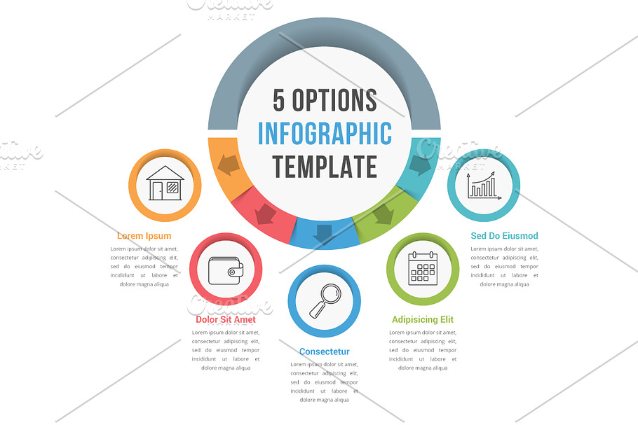 5 Options Diagram Temlate in Graphics - product preview 8