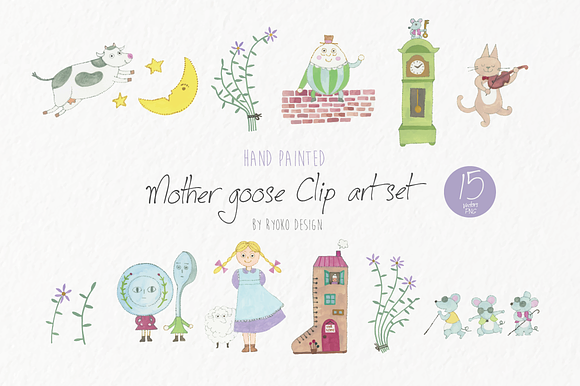 Mother goose nursery rhyme clipart in Illustrations - product preview 2