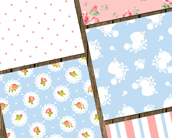 Watercolor roses patterns in blue in Patterns - product preview 2
