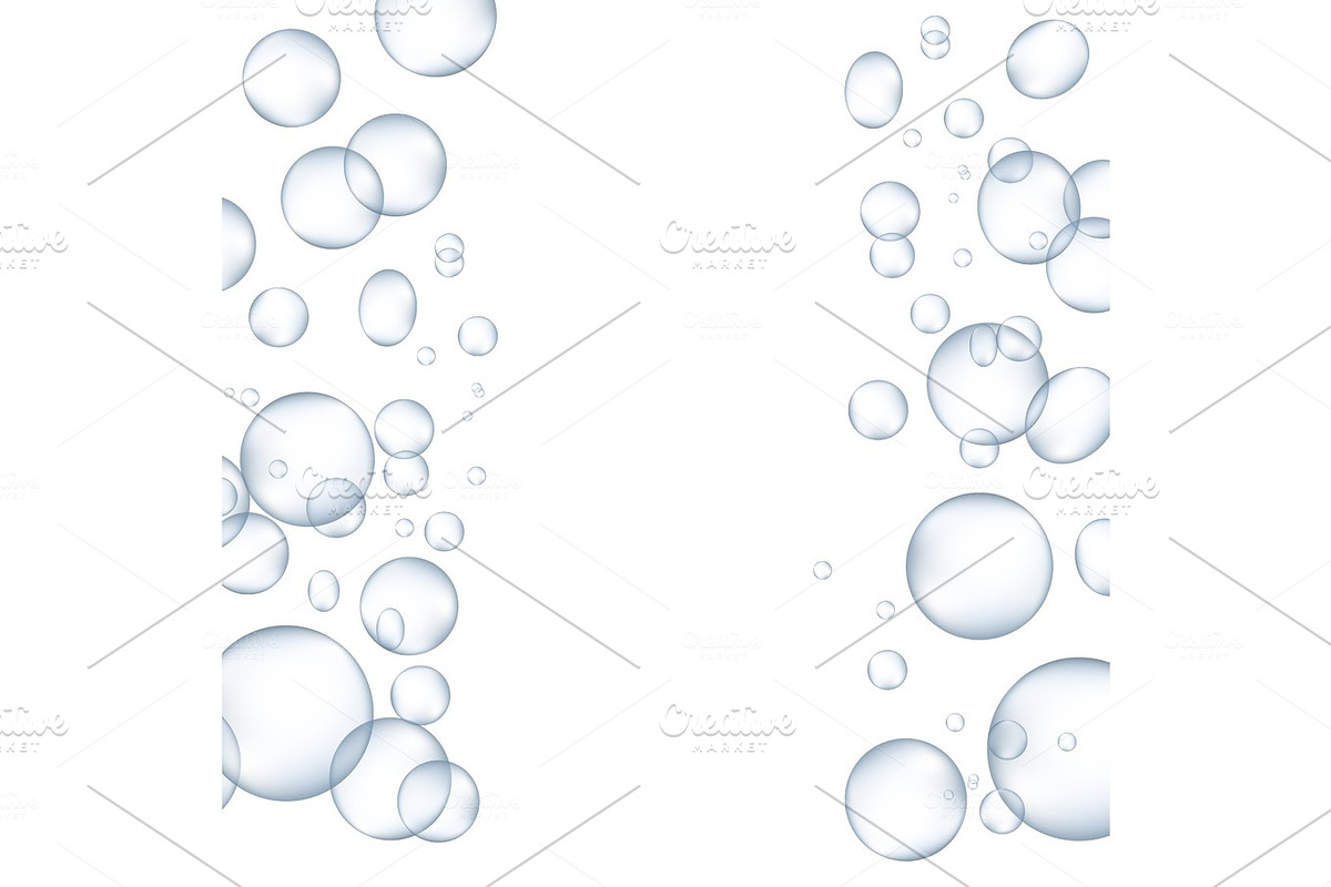 White water bubbles with reflection set vector illustration. in Illustrations - product preview 8