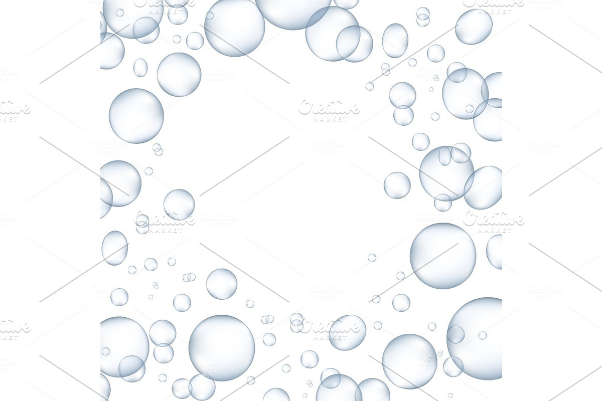 White water bubbles with reflection set vector illustration. in Illustrations - product preview 8