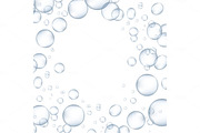 White water bubbles with reflection set vector illustration.