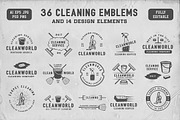 Set of Vintage Cleaning Emblems