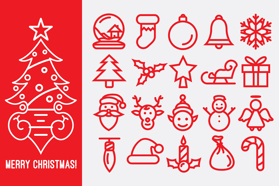 Christmas Line Icons in Christmas Icons - product preview 8