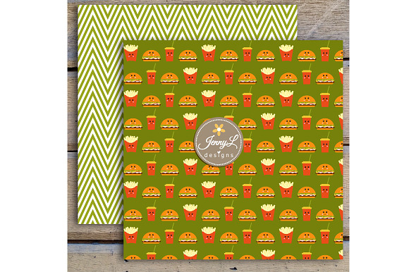 Kawaii Burgers Digital Papers in Patterns - product preview 4