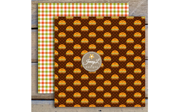 Kawaii Burgers Digital Papers in Patterns - product preview 5