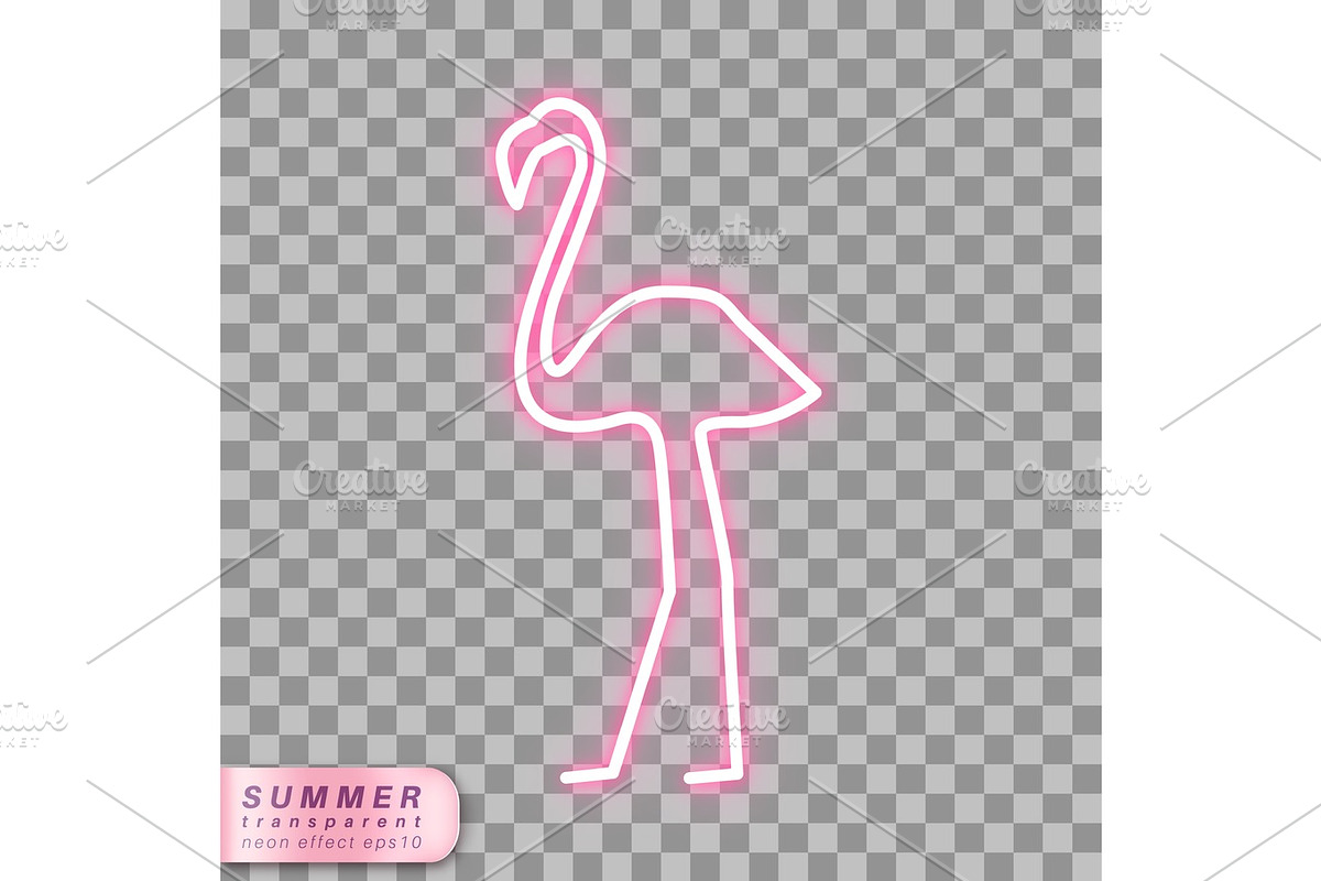 neon flamingo symbol in Illustrations - product preview 8
